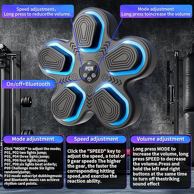 Music Boxing Machine, Bluetooth Smart Boxing Machine Adult and Children's Wall Target Punching Training, Reflex Punch Boxing Machine Boxing Training Equipment for Home, Office and Gym
