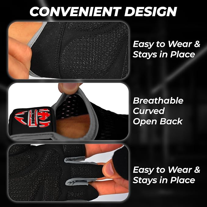 FIGHTSENSE Workout Gloves for Men Women, Weight Lifting Gloves with Non-Slip Silicon Padded Palm, Breathable, Lightweight Exercise Gym Gloves for Weightlifting Powerlifting Cycling Rowing