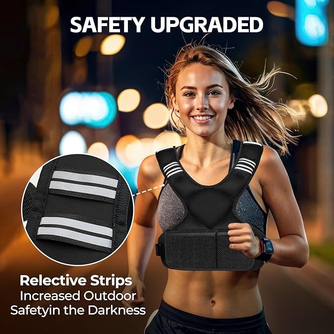 Adjustable Weighted Vest, 4-10lb Vest with 6 Ironsand Weights and Large Pocket, Weight Vest for Men Women Strength Training, Running, Walking