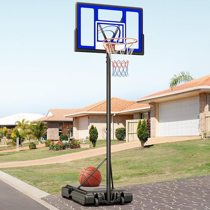 TONBUX Adjustable Basketball Hoop Outdoor 10FT, Basketball Portable Hoops & Goals, 44 Inch Backboard, for Kids, Youth, and Adults in The Backyard, Driveway