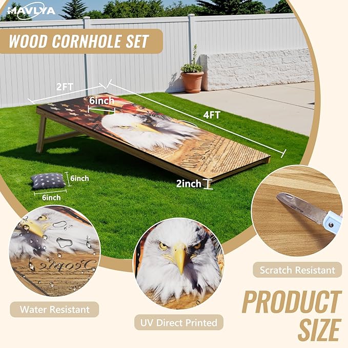 Cornhole Board Set,Corn Hole Games for Adults Outdoor,2X4FT Solid Wood Regulation Cornhole Boards with 8 Cornhole Beans Bags & Carry Case