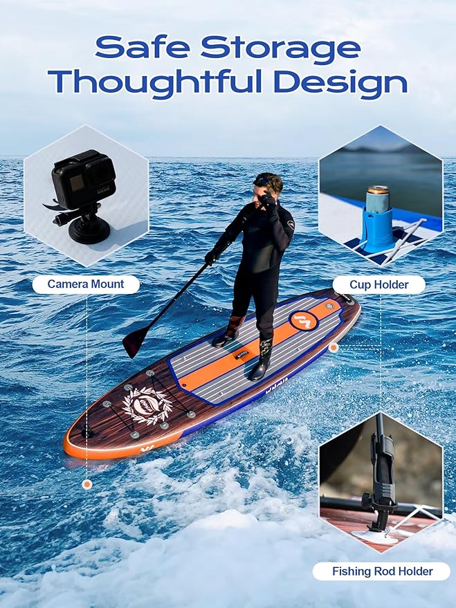 Extra Wide Inflatable Paddle Board, 11' x 34" x 6" Stand Up Paddle Board for Adults, SUP Accessories with Camera Mount, 2+1 Family for Lake, Ocean, Sea