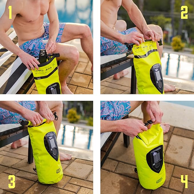 COMFY FLOATS Waterproof Dry Bag with Solar Bluetooth Speaker - 10L Roll Top Dry Sack Keeps Gear Dry for Men Women Kayaking, Beach, Rafting, Boating, Hiking, Camping and Fishing