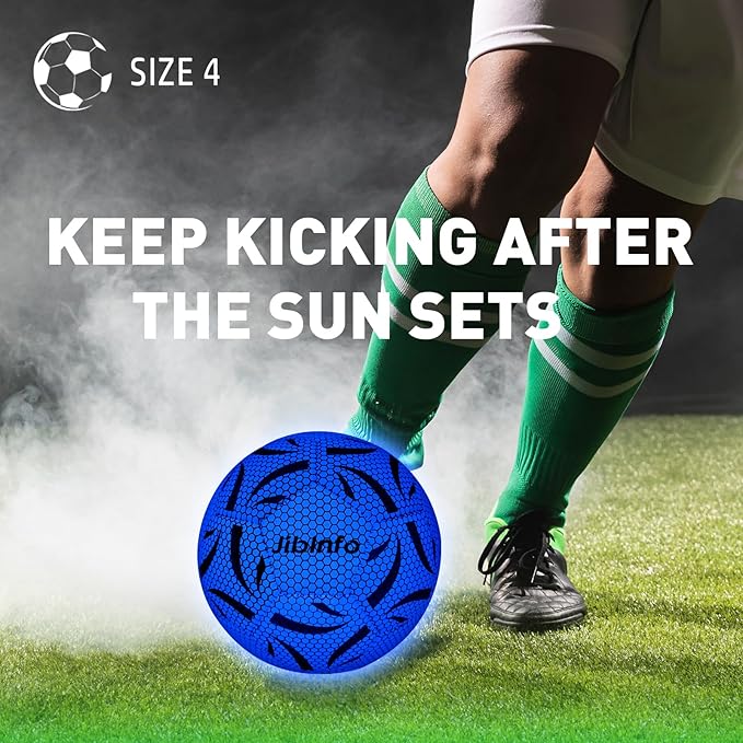 Light Up Soccer Ball Size 4, Glow in The Dark Soccer Ball Luminous Soccer Balls for Day&Night Games and Training Gifts for Men Youth and Adult Night Games