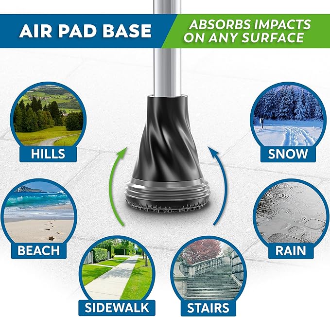 HONEYBULL Foldable Walking Cane for Seniors & Adults – Adjustable 8 Height Settings 30-37", Lightweight Collapsible Cane with Air Cushion Tip, Ergonomic Comfort Grip & Wrist Strap