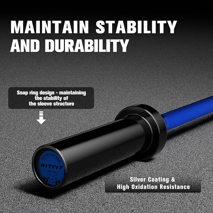 RitFit Barbell Weight Set - 4/6FT Olympic Barbell with Weight Plates (55-275LB Total) - Weightlifting Equipment for Squats, Curls, Deadlifts, Presses, Hip Thrusts