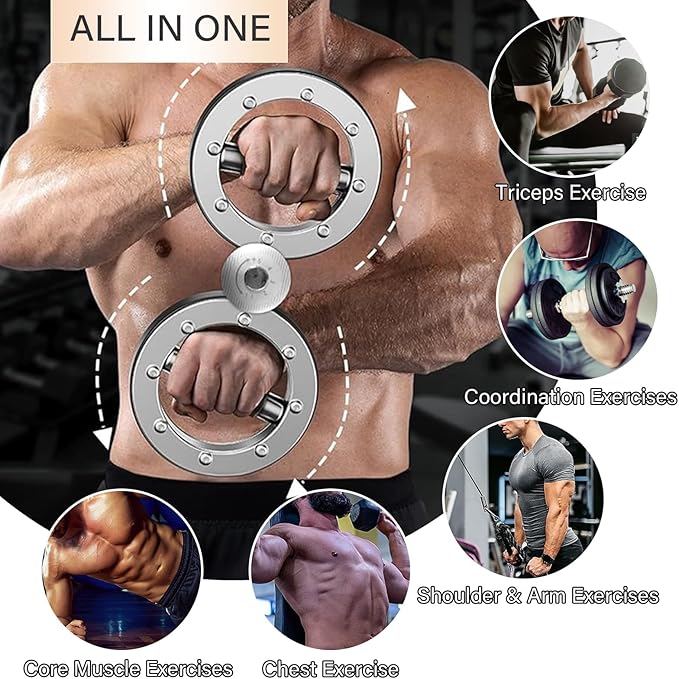 Rotating Burn Machine, Forearm Strength Trainer, 10 Pounds Rotating Arm Machine w/ 360 Degree Rotating Grips, Shoulder Workout Adjustable Resistance Spinning Burn Rotator Machine for Exercise