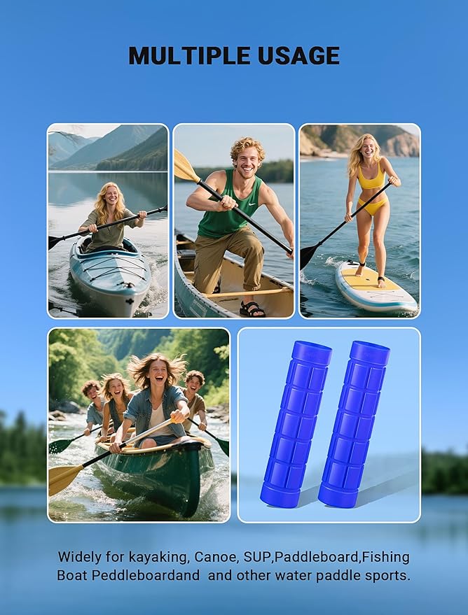 2-Packs Upgraded Kayak Paddle Grips, Non-Slip Silicone Kayaking Handle Wrap to Prevent Hand Blisters, Universal 1.18 Inches Removable Kayak Accessorie for Multiple Types of Detachable Oars