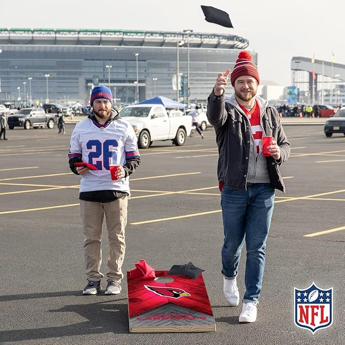 Wild Sports NFL Football 2' x 4' Regulation Size Solid Wood Cornhole Set with Direct Print HD Team Graphics Great Gift for Any Football Fan! Bean Bag Toss Family Outdoor Game