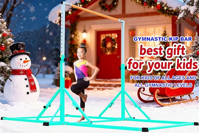 MARFULA Gymnastic Bar for Kid and Teenage Ages 3-25, 5 FT / 8 FT Base Length, 4 FT Width 5 FT Height, Gymnastic Kip Bar Horizontal Bar for Gymnast, Gymnastic Training Equipment for Home and Club Use