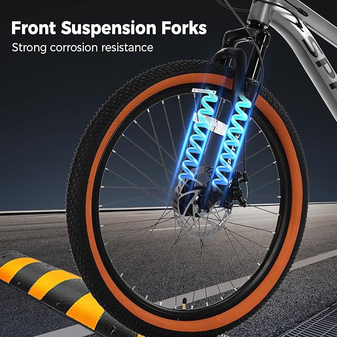 SPATIAL Mountain Bike, 24/26/27.5/29 inch Outdoor Cycling Bike,21/8 Speed Lightweight Aluminum Frame | Dual Disc Brakes,Adjustable Ergonomic Seat for Men Women Adult,MTB Bicycle