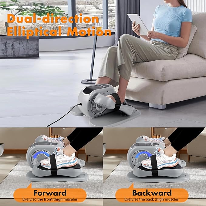 Zakle Under Desk Elliptical Machine, Electric Elliptical Training Machine w/Remote Control, 12 Speed Levels, Quiet Seated Pedal Exerciser for Home Office