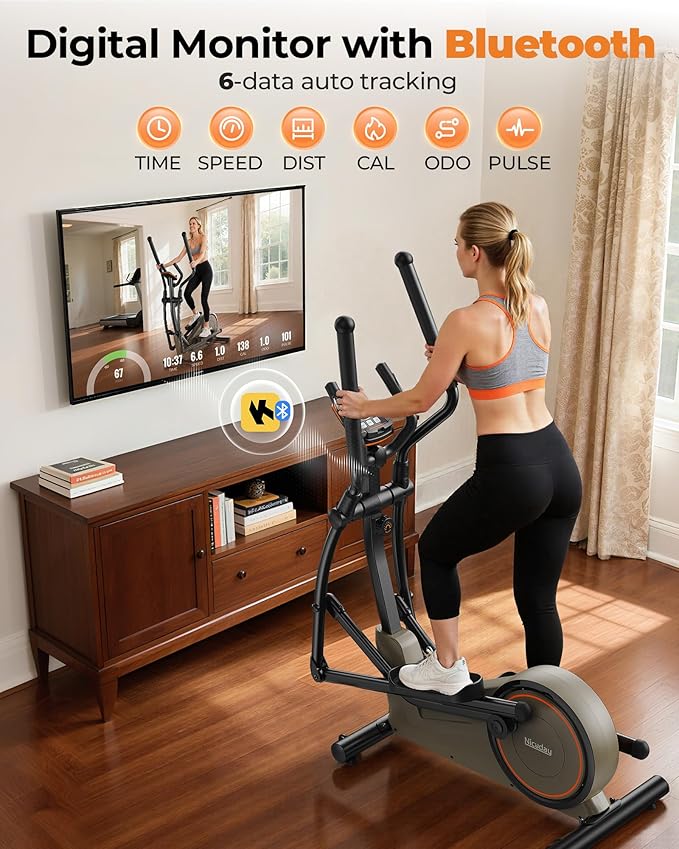 Niceday Elliptical Machine, Elliptical Exercise Machine for Home with Hyper-Quiet Magnetic Driving System, Elliptical Trainer with 15.5IN-20IN Stride, 16 Resistance Levels, 500LBS Loading Capacity
