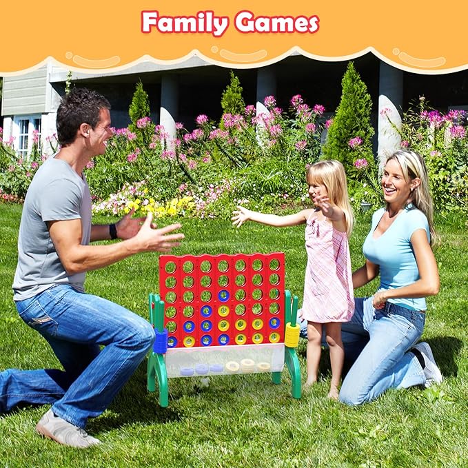 Aywewii 1.9 Feet Giant 4-to-Score Connect Game Set for Kids and Adults 4-in-A-Row Jumbo Yard Game Large Outdoor Toys Big Family Games Birthday Gifts for Toddler Boys Girls Ages 3+ Year Old
