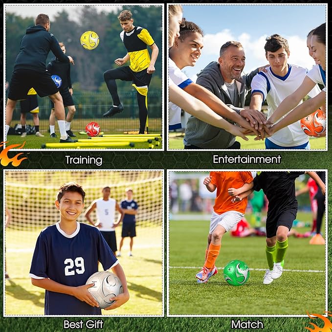 Supervitae 12 Pack Soccer Balls for Teen Adult Bulk Deflated Soccer Balls with Pump Outdoor Indoor Training Practice for School Sports Game Birthday Gift Party Back to School