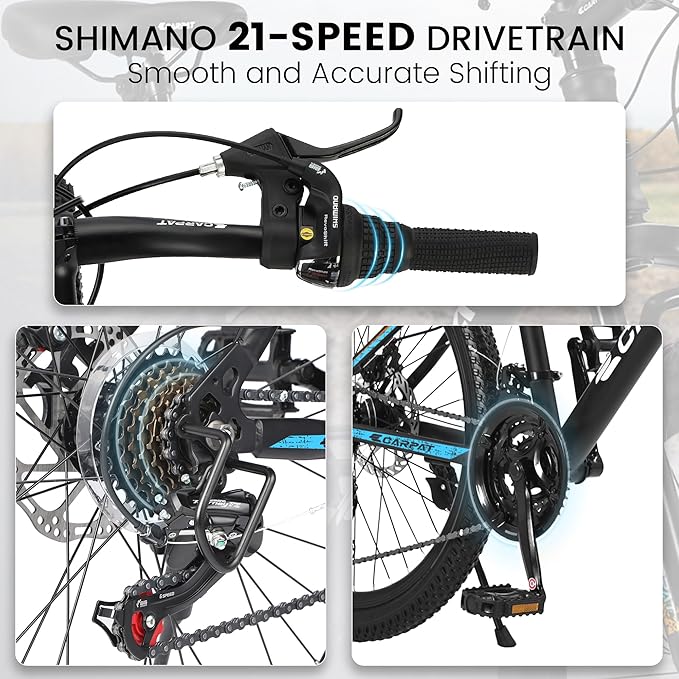 24/26/27.5 Inch Wheels Mountain Bike Shimano 21 Speeds with Mechanical Disc Brakes Aluminum/High-Carbon Steel Frame Suspension MTB Bikes Mountain Bicycle for Adult & Teenagers