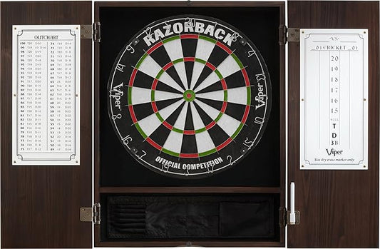 Viper by GLD Products Metropolitan Solid Wood Cabinet & Sisal/Bristle Dartboard Play-Ready Bundle