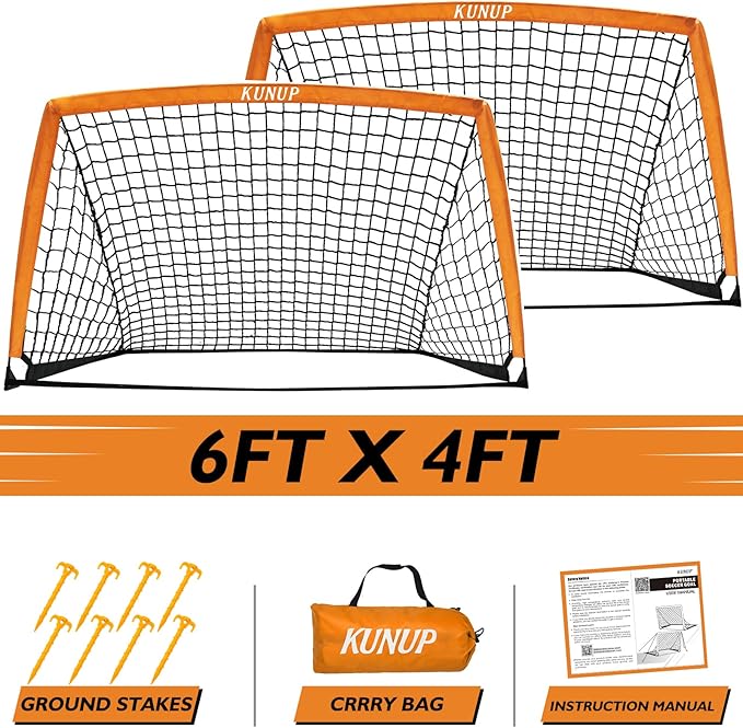 2 of 5×3 6x4 9x5 FT Portable Kids Soccer Goals Set, Foldable Soccer Practice Nets for Backyard with Carrying Bag for Toddler Youth Pop Up Soccer Training Equipment Indoor Outdoor Sports Game Gift