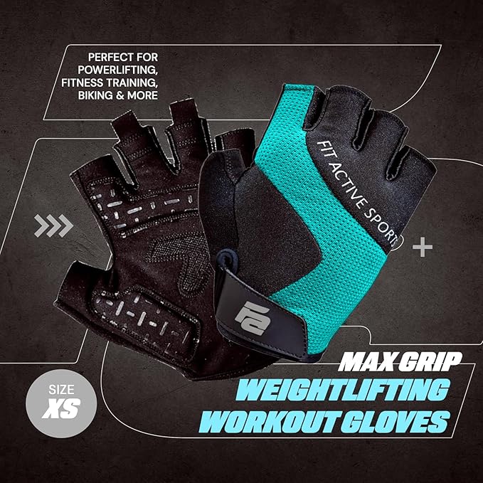 Fit Active Sports Max Grip Weight Lifting Workout Gloves for Gym Lifting, Biking, Fitness Training | Lightweight, Breathable, Non Slip | Men and Women