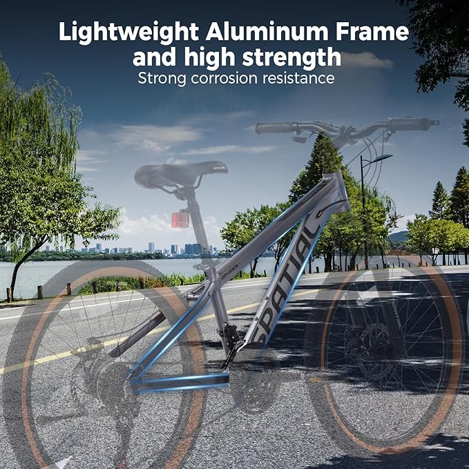 SPATIAL Mountain Bike, 24/26/27.5/29 inch Outdoor Cycling Bike,21/8 Speed Lightweight Aluminum Frame | Dual Disc Brakes,Adjustable Ergonomic Seat for Men Women Adult,MTB Bicycle