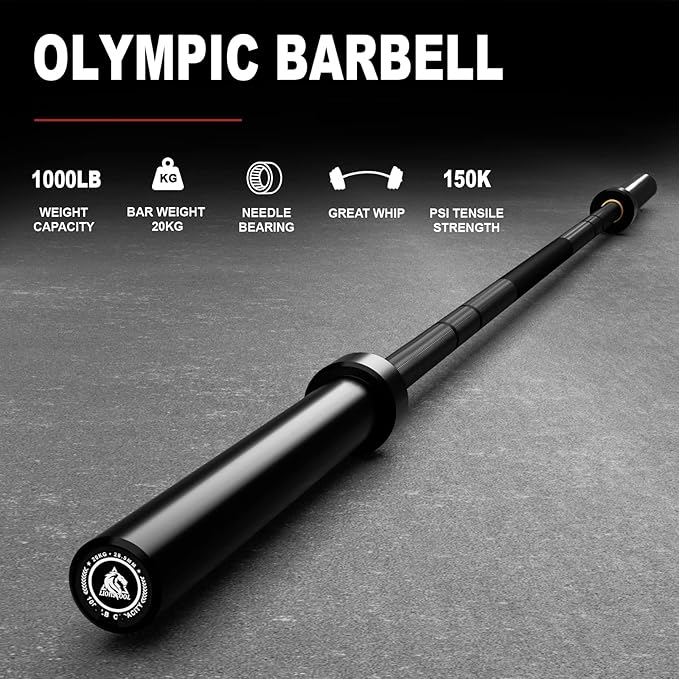 LIONSCOOL 7FT Olympic Barbell for Weightlifting, Power Lifting, 2 Inch Strength Training Bar for Squats, Deadlifts, Presses, Rows, Curls - 700lbs/1000lbs/1500lbs Capacity