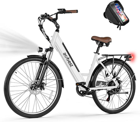 Cores Electric Bike for Adults, 26" Electric Commuter Bike with 1200W Peak Motor, 28MPH 70 Miles Max, 48V 576Wh Removable Battery, 7-Speed City Cruiser Mountain E Bike for Commuting