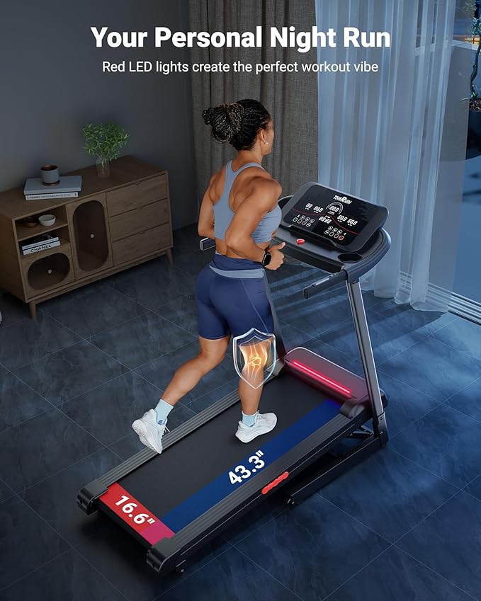 THERUN Home Treadmill with Incline Adjust, 3.0 HP Treadmill, Heart Rate Monitoring, Wider Running Belt