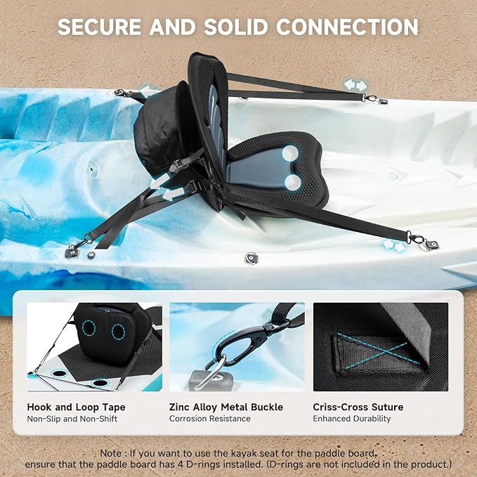 Kayak Seats with Back Support for Sit on Top, Universal Paddle Board Seat for Inflatable Paddleboard, Sup, Canoe