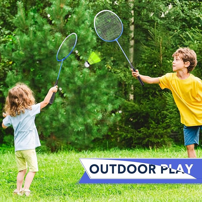 12 Pack Badminton Rackets Set Including Rackets, Nylon Shuttlecocks and Carry Bag for Outdoor Backyard Games Beginners