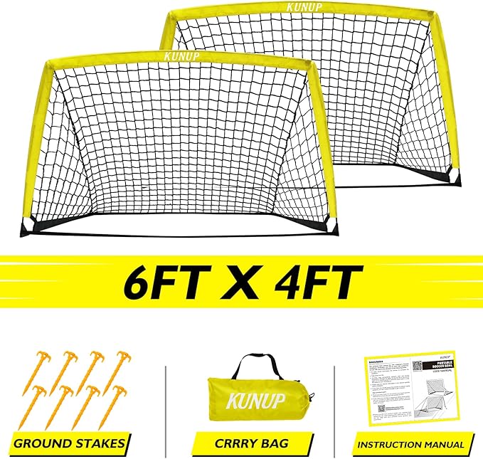 2 of 5×3 6x4 9x5 FT Portable Kids Soccer Goals Set, Foldable Soccer Practice Nets for Backyard with Carrying Bag for Toddler Youth Pop Up Soccer Training Equipment Indoor Outdoor Sports Game Gift