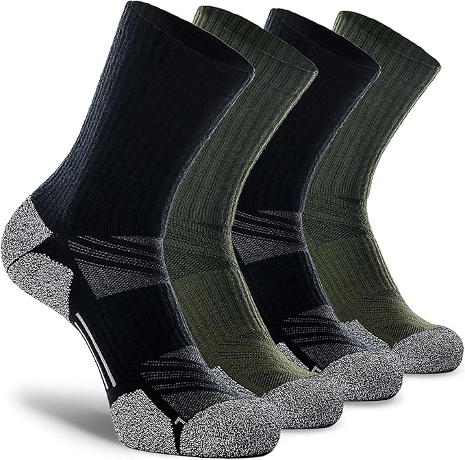 CWVLC Crew Hiking Socks, Cushion, Moisture Wicking, Arch Compression Boot Socks