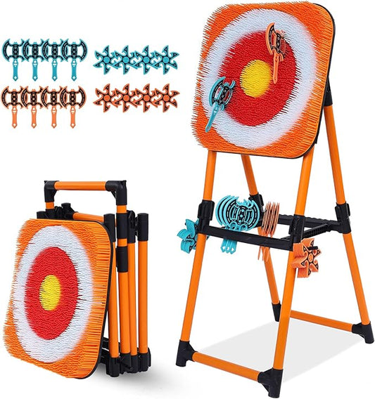 Axe Throwing Game Bristle Target with 16 Throwing Axes, Axe Throwing Outdoor Games for Kids Adults and Family, Backyard Games, Yard Game