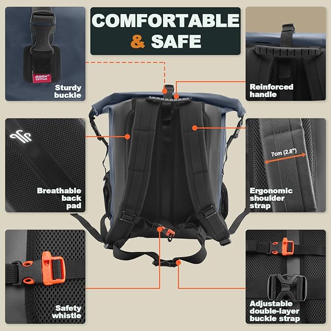 Waterproof Backpack Dry Bag 35L/55L/85L – Heavy Duty Roll-Top Hiking Backpack Sack Keeps Gear Dry for Travel, Kayaking, Boating, Camping, Rafting and Fishing