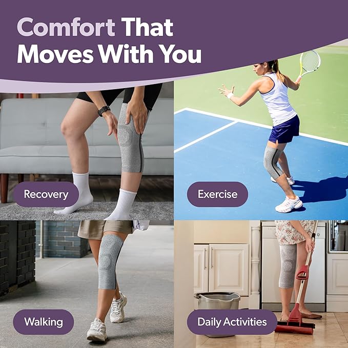 BraceAbility Knee Compression Sleeve - Knit Knee Pain Brace for Men and Women, Arthritis Relief, Meniscus Tear, Running, Workout, Sports, Swelling, Athletic Support for Joint Stability (M/L Gray)