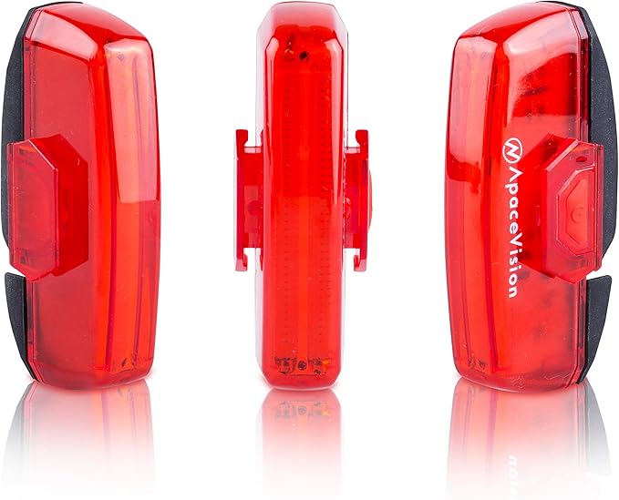 Bike Tail Light USB Rechargeable by Apace - Super Bright 100 Lumens LED Bicycle Rear Light Easily Clips on as a Red Taillight for Optimum Cycling Safety