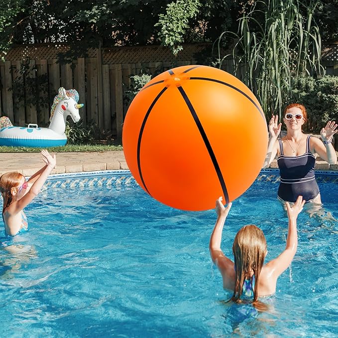 Lewtemi Giant Inflatable Sports Balls Large Inflatable Beach Ball Baseballs Soccer Rainbow Basketball Football for Sport Birthday Party Favor(2 Pcs,Soccer, Basketball,27 Inch)
