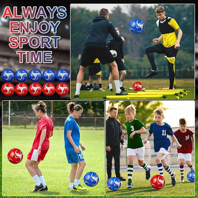 Libima 13 Pcs Soccer Ball Bulk 10 Pcs Official Soccer Ball with 2 Pump and Carry Bag Indoor Outdoor Training Game Sport Gift for Youth Adult Back to School