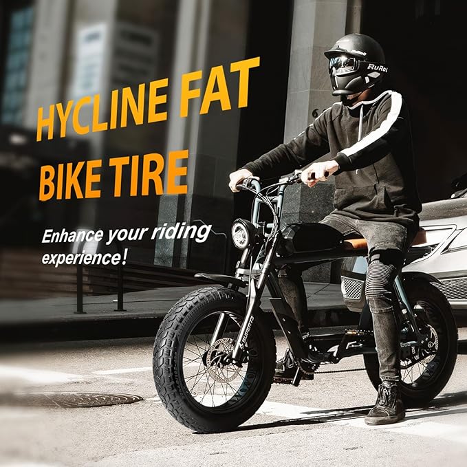 Hycline 20x4.0 E-Bike Fat Tire - Heavy Duty 20inch Electric Replacement Fat Tires, High-Performance Wear-Resistant Mountain Bicycle Tyre, All-Terrain Bike Tires for Street & Trail Riding