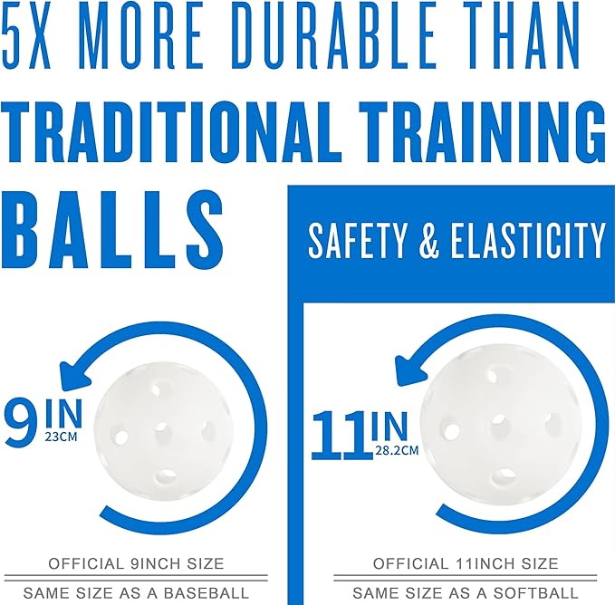 Baseball & Softball 5 Piece Base Set + 5 Piece Plastic Training Balls - Improve Power and Agility - Baseballs Accessories Fun for All Ages