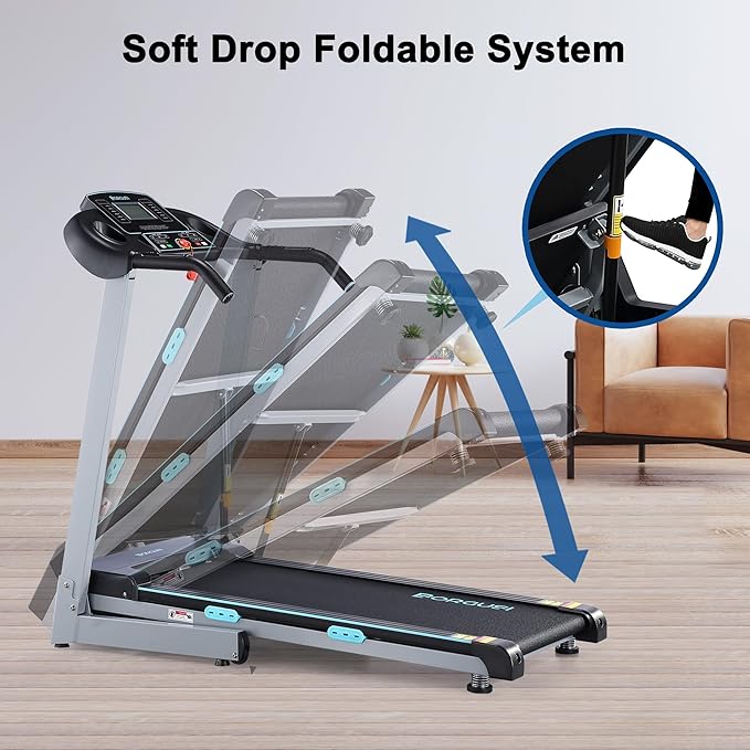 Auto Incline Treadmill with 300 LBS Capacity, 17.5" Wide 3 HP Folding Electric Treadmill Max 8.5 MPH Speed, Running Machine with Bluetooth Speaker & LCD Display for Home Use