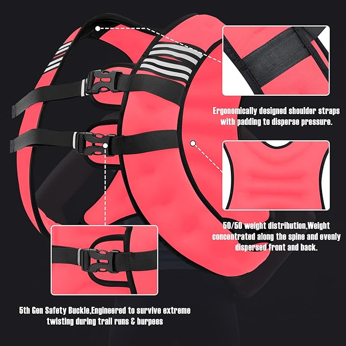 Weighted Vest Men or Women - 5/10/15/20/25/30lbs Weights with Reflective Stripe, Weighted Vest for Workout Equipment for Strength Training Running - Walking Weight Loss