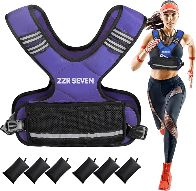 Weighted Vest for Women and Men, 4-10lbs/11-20lbs Adjustable Weighted Vest with 6 Iron Sand Weights, Running Vest for Strength Training, Workout, Running, Fitness, Weight Loss