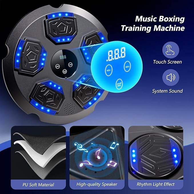 Music Boxing Machine, Workout Equipment with Boxing Gloves, Bluetooth Smart Punching Arcade Machine, Fitness Equipment for Home,Office,Gym