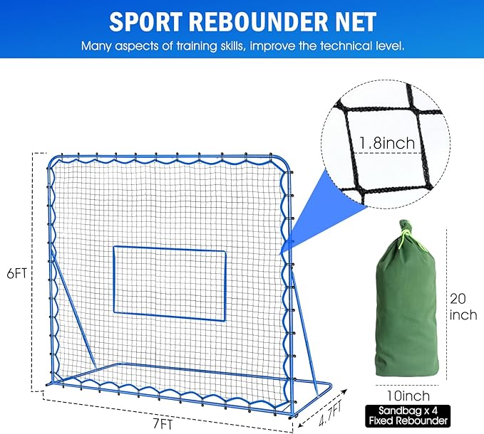 Soccer Rebounder Net, Quick-Switch Angle Soccer Training for Control, Passing Practice, Easy Setup Rebounder Gifts Aids & Equipment for Kids,Teens & Adults
