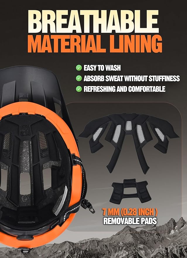 Mountain Bike Helmet for Adults & Youth Lightweight Impact-Resistant with Adjustable Dial & Removable Visor Unisex Helmet for Mountain Biking Bicycle Clcying