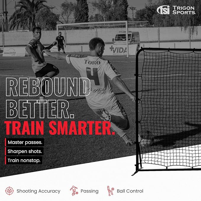 Trigon Sports Soccer Rebounder Net, 6’ x 12’ Bounce Back Net Soccer Goals for Backyard, Easy Setup, Kick Back Trainer for Passing, Ball Control & Volley Practice for Kids, Teens & Adults