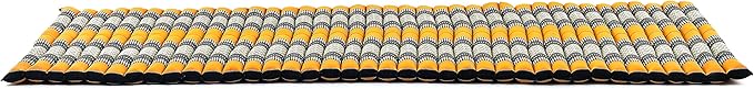 Leewadee - Foldable Floor Mattress - Japanese Roll Up Futon -Trifold Tatami Mat- Guest Floor Bed - Camping Mattress - Thai Massage Mat, Kapok Filled, 75 x 28 inches, Black Orange