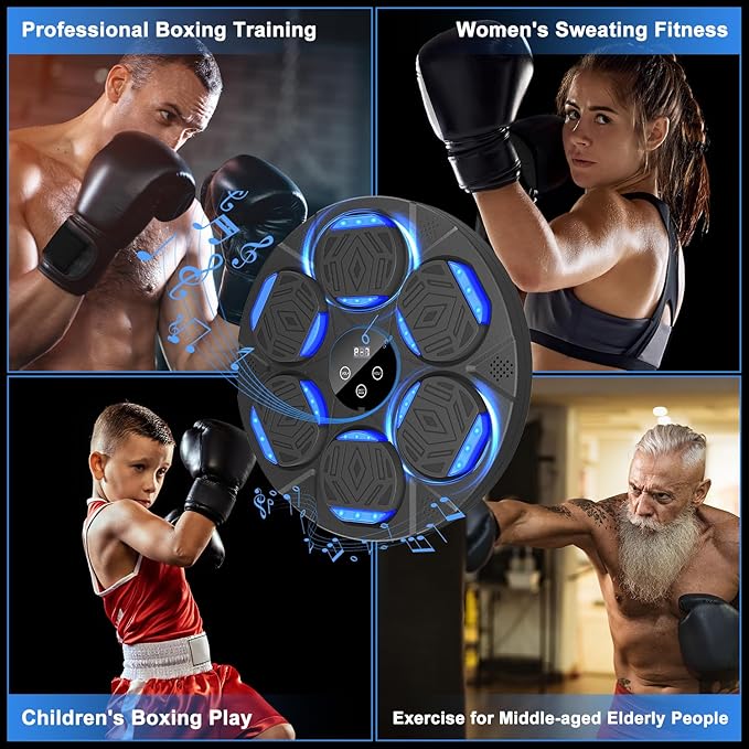 2025 Upgrade Music Boxing Machine for Adults Kids, 5.0 Smart Bluetooth Boxing Machine Trainer with Boxing Gloves, Wall Mounted Music Boxing Machine, Boxing Target Workout Equipment for Home Office Gym
