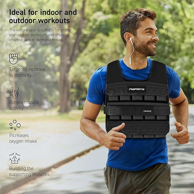 Weighted Vest Premium for Women & Men – Adjustable 11–65 lb, Running Vest, Walking Weight Vest, Tactical Style Training Vest for CrossFit, Strength, Cardio & Home Workouts