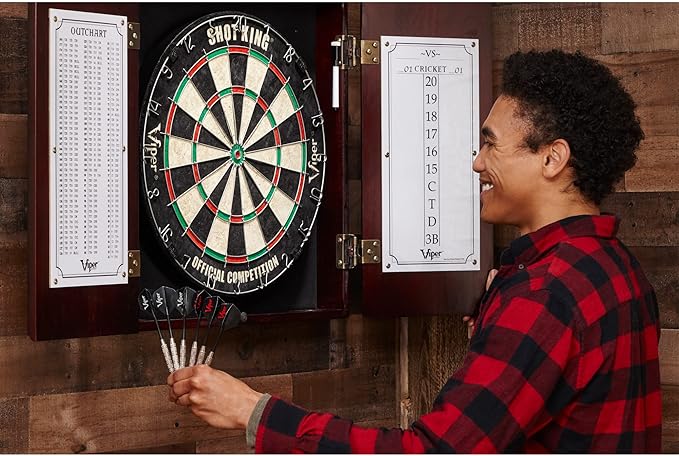 Viper Hudson Sisal/Bristle Steel Tip Dartboard Cabinet, Mahogany Finish